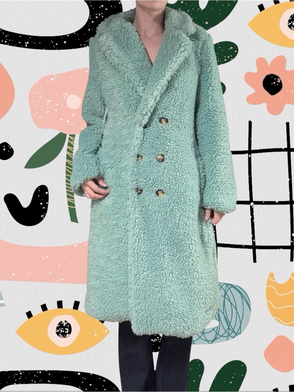 NWOT✨ | Worthington | Mint Faux Fur Double Breasted Longline Coat